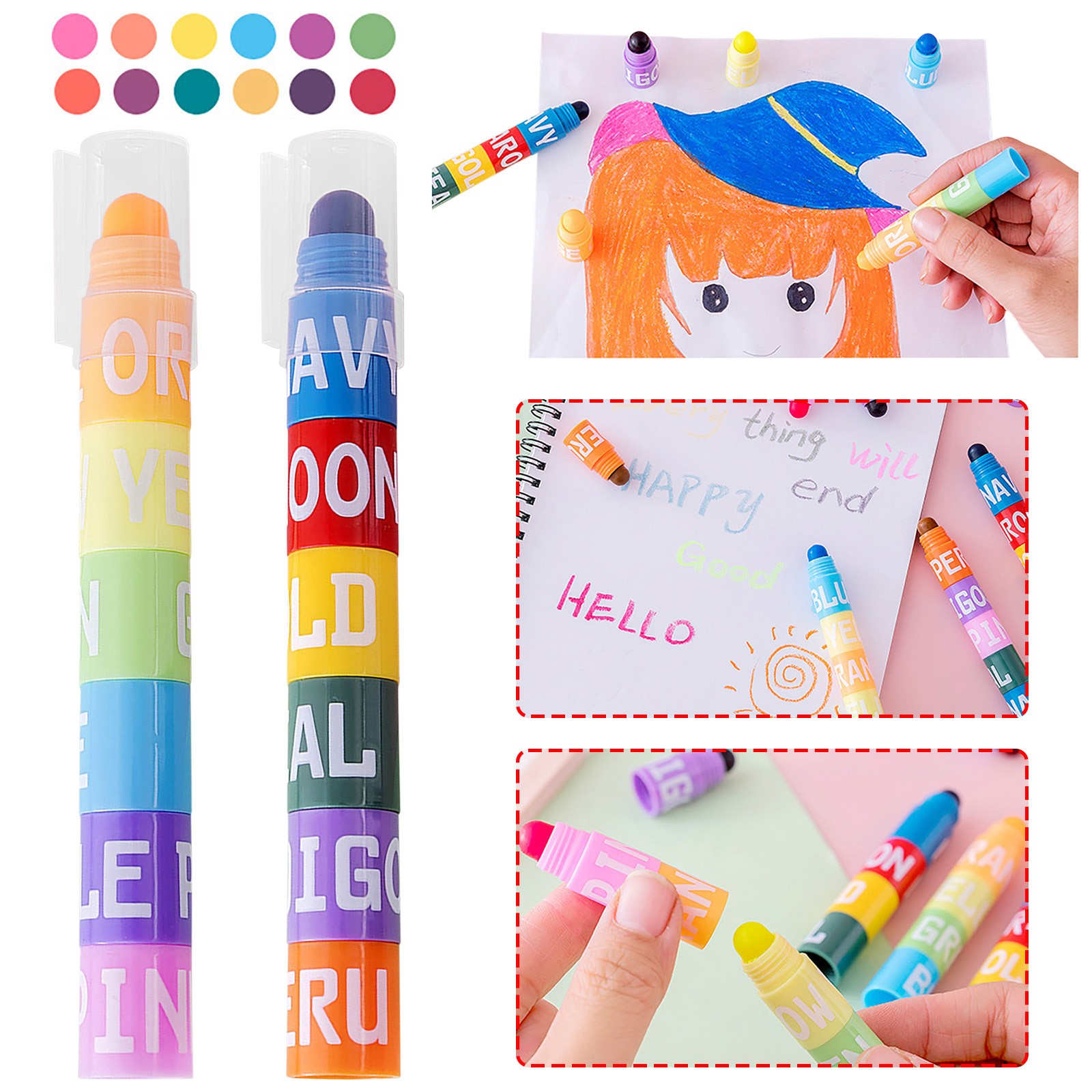 WEPRO Students Color Color-changing Pens Use Crayons Markers With Colorful  Creative 6 Office Stationery 